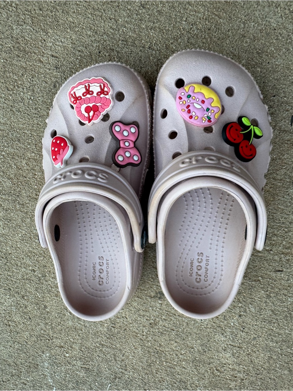 Blush Pink Crocs Clogs with Charms girls size 10